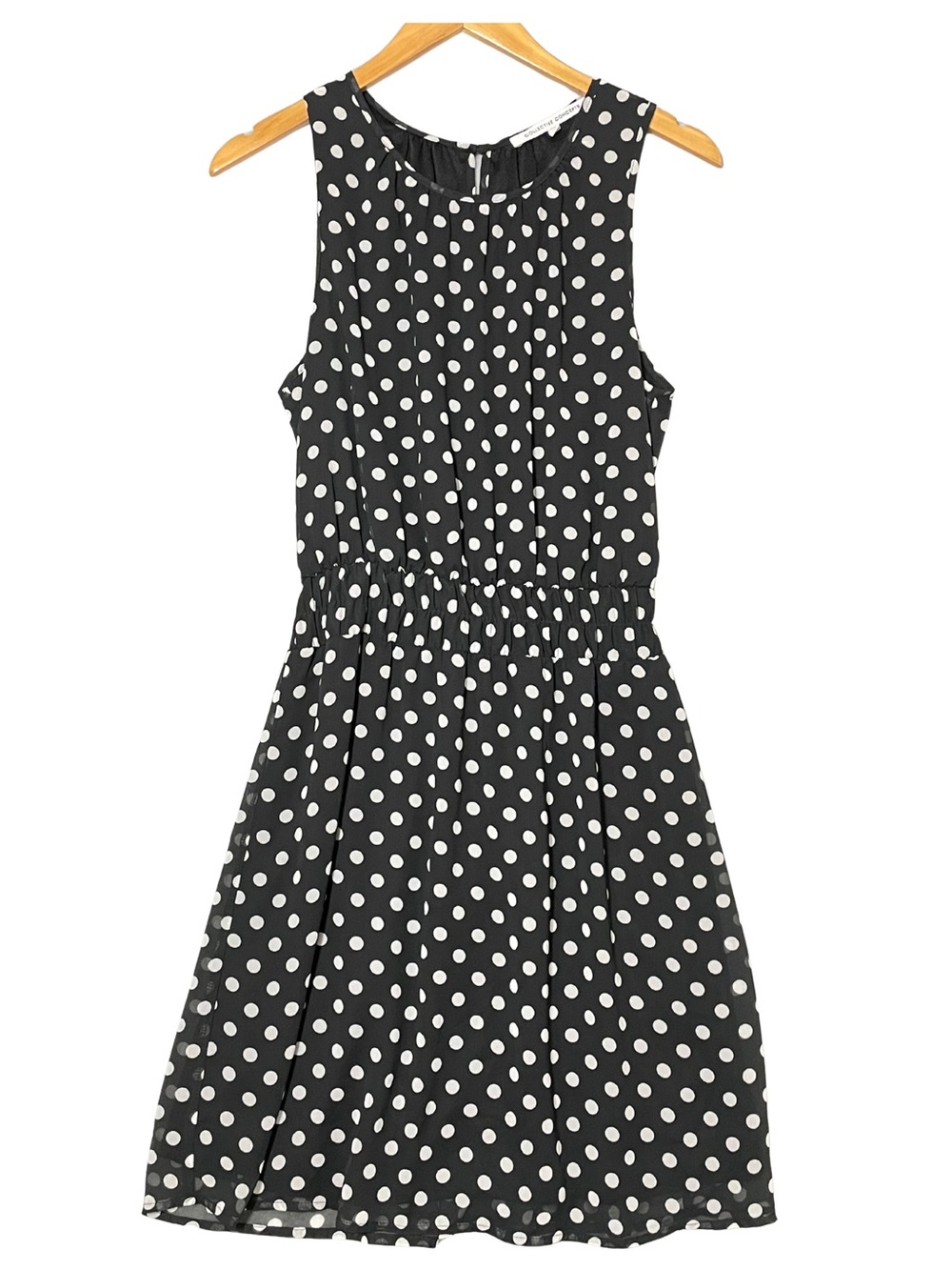 Collective Concepts Black White Polka Dot Sleeveless Fit & Flare Dress Medium